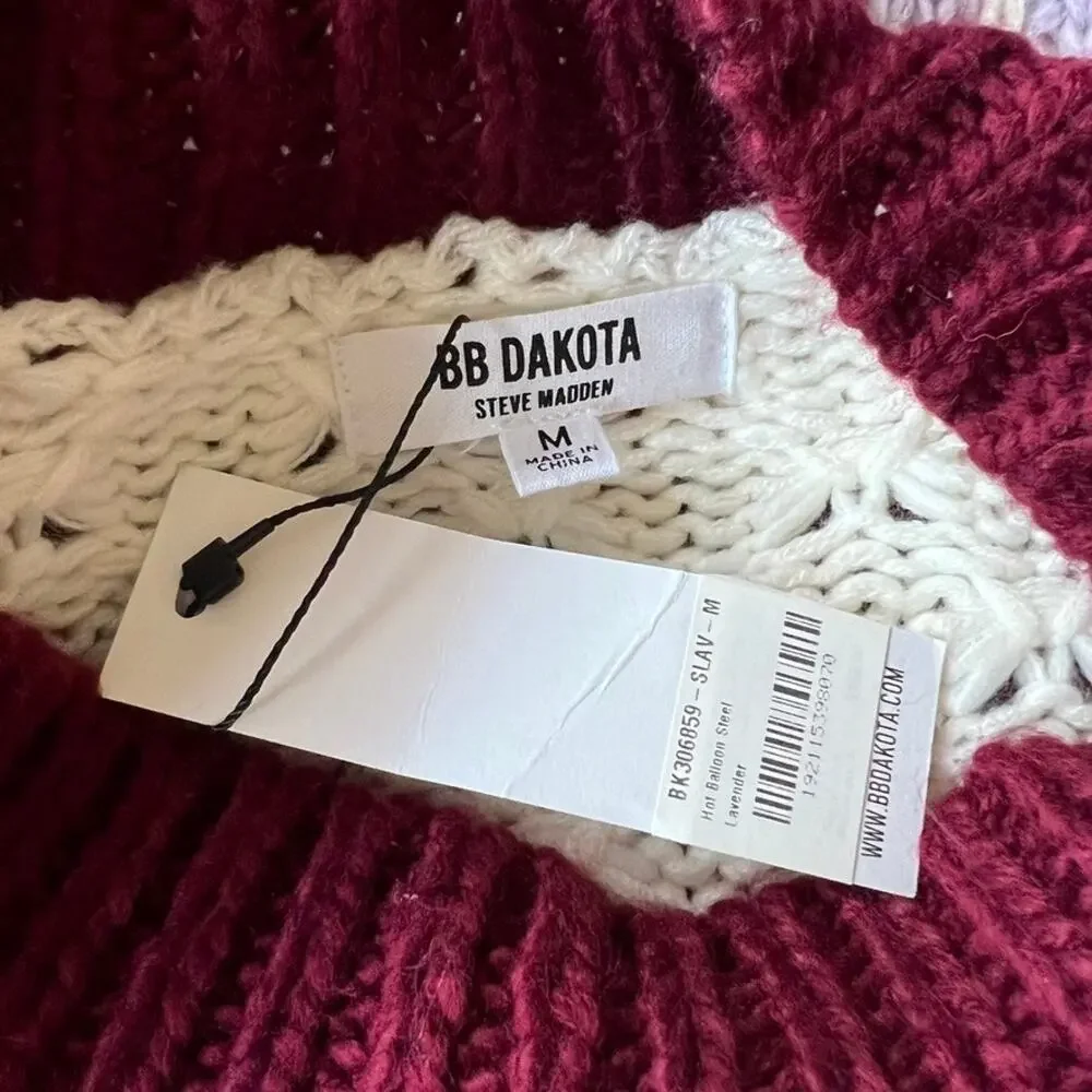 BB Dakota Striped Sweater with Hot Balloon Sleeves Size Medium - Picture 12 of 15